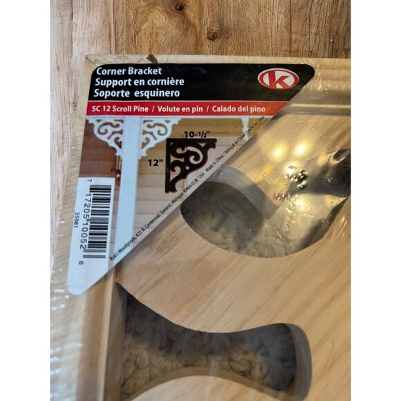 Ornamental Corner Bracket Unfinished Wood Corbel 12"x10.5" New - Picture 4 of 7